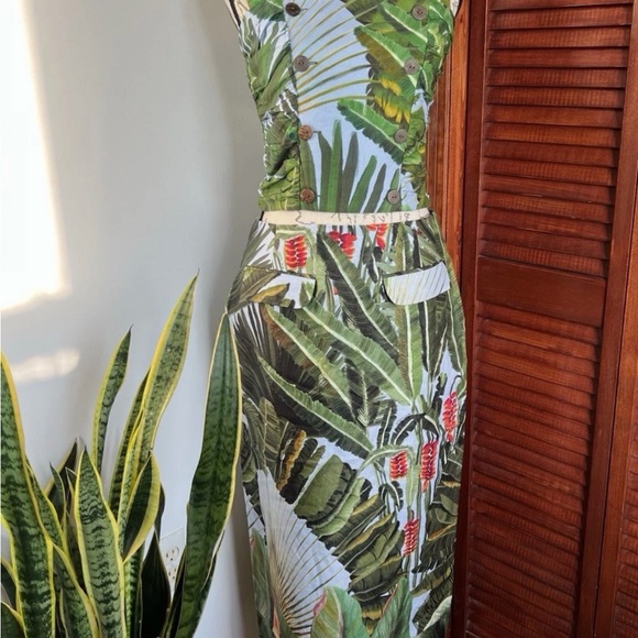 FARM RIO Amazonia Forest Euroflax™ Premium Linen Matching Set Top & Skirt Medium - Picture 3 of 7